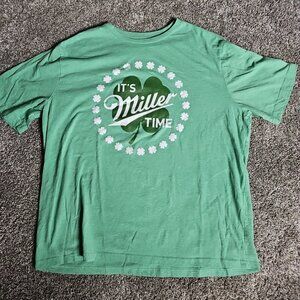 Miller Lite/Miller High Life Size 2XL Green Shamrocks Short Sleeved Beer Shrit